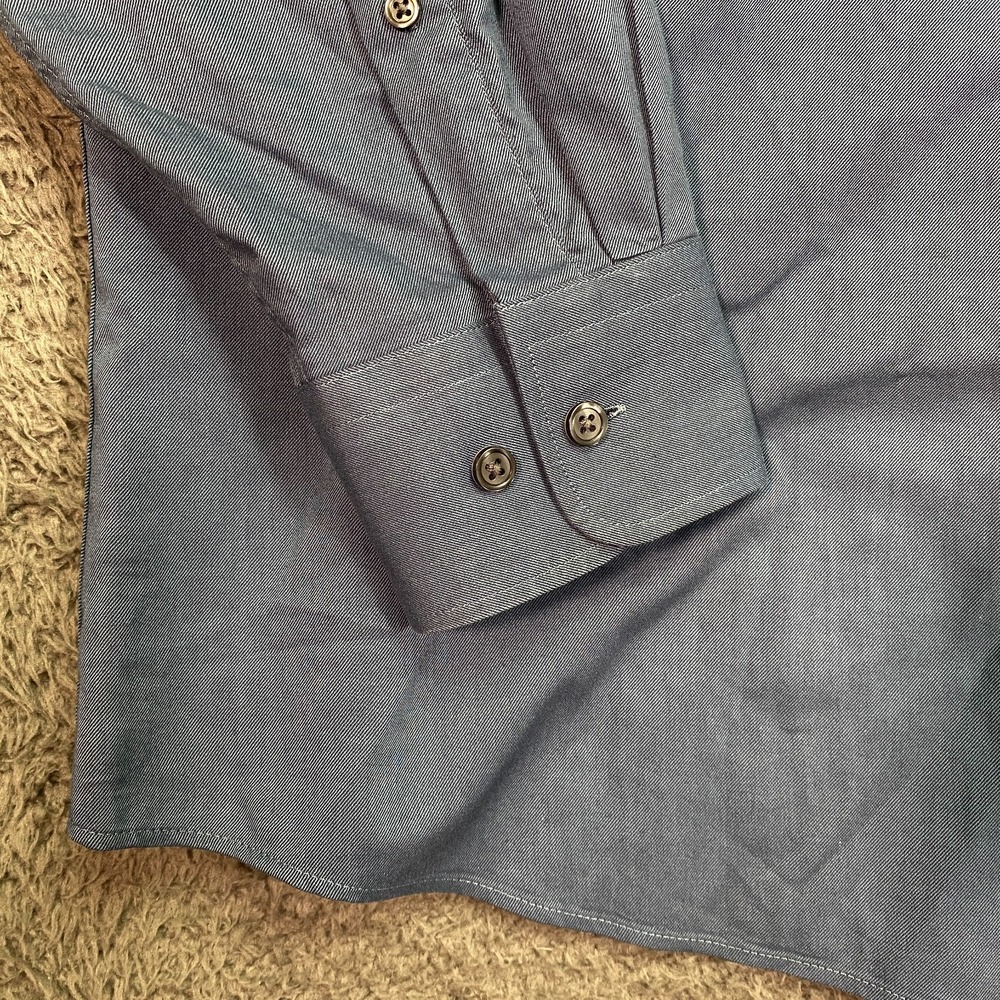 Charles Tyrwhitt Blue Twill Slim Fit Button-Down Shirt Mens XL Long Sleeve - Picture 2 of 15